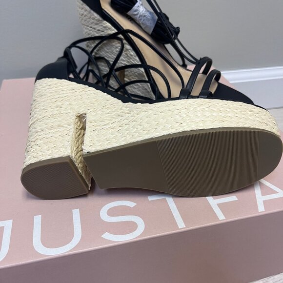 Black Tie Up Wedges - Picture 2 of 2